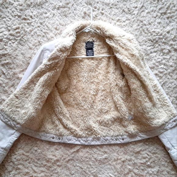 Women's Corduroy Sherpa Lined Jacket Ivory Size Small - Picture 3 of 5